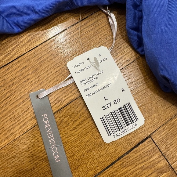 Forever 21 - BRAND NEW - One-Shoulder Royal Blue Dress with fun shoulder accent - Picture 3 of 5